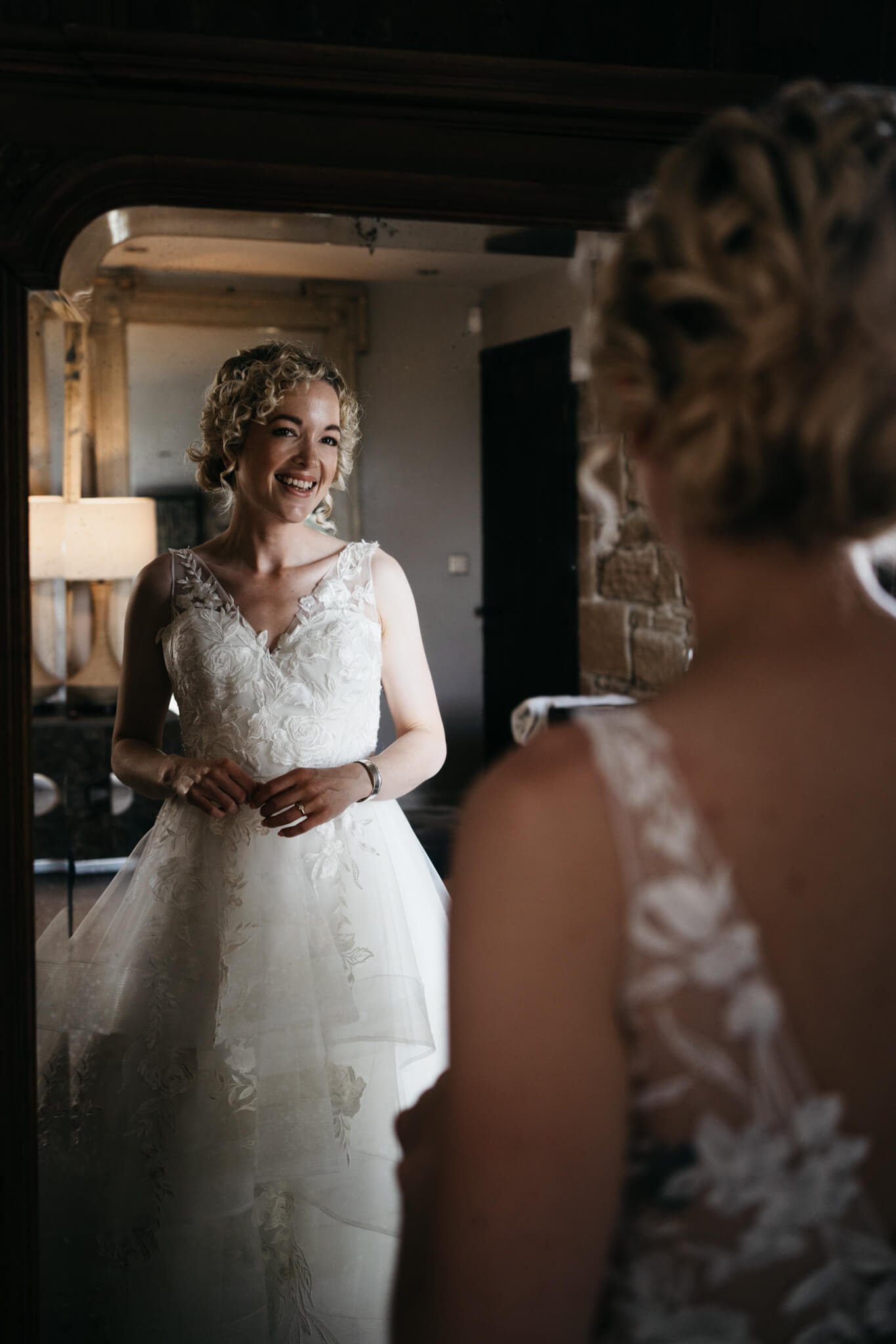 bridal prep portrait at newton hall northumberland